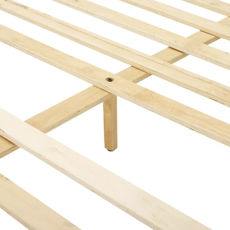 Berthena Tufted Faux Leather Upholstered Wooden Low Profile Standard Bed with Headboard & Footboard