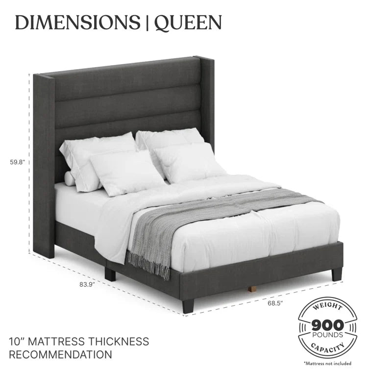 Brantley Tufted Wingback Upholstered Bed Frame
