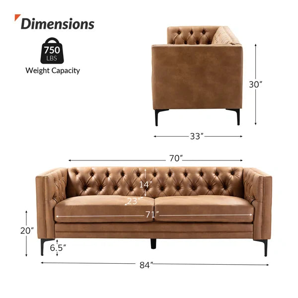 Upholstered Button-tufted Sofa with Metal Legs