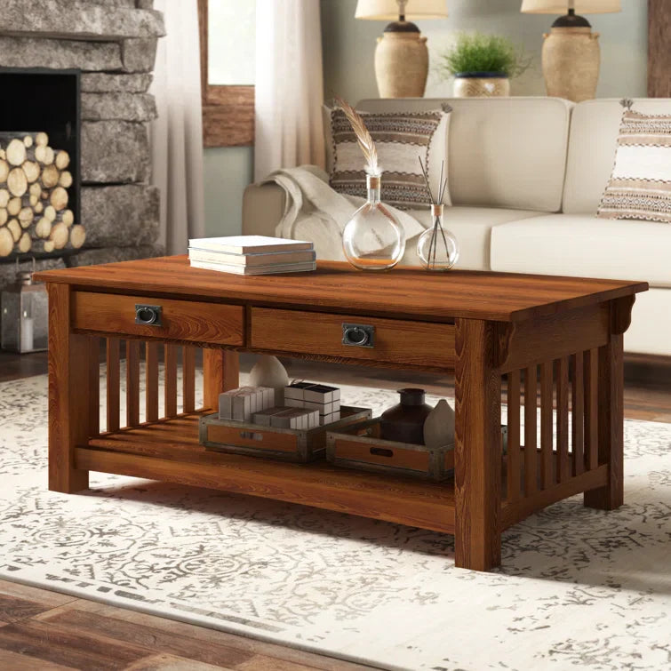 Brockton Solid Wood Coffee Table in Medium Oak
