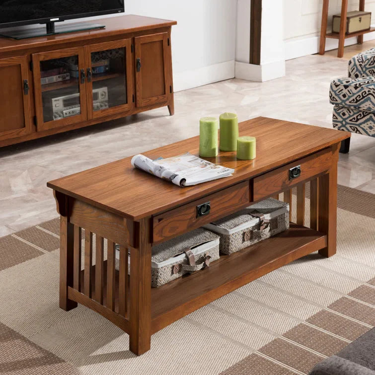 Brockton Solid Wood Coffee Table in Medium Oak