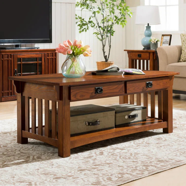 Brockton Solid Wood Coffee Table in Medium Oak