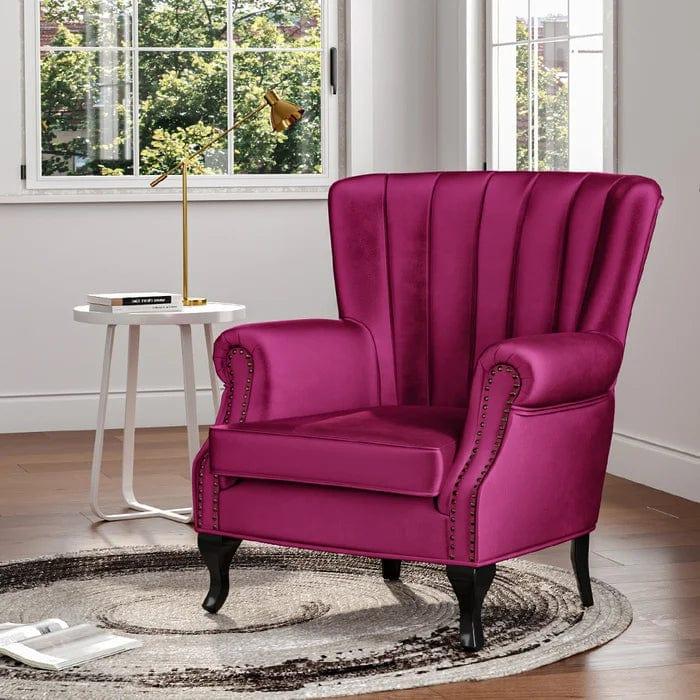 Cadsden Wide Tufted Velvet Wingback Chair