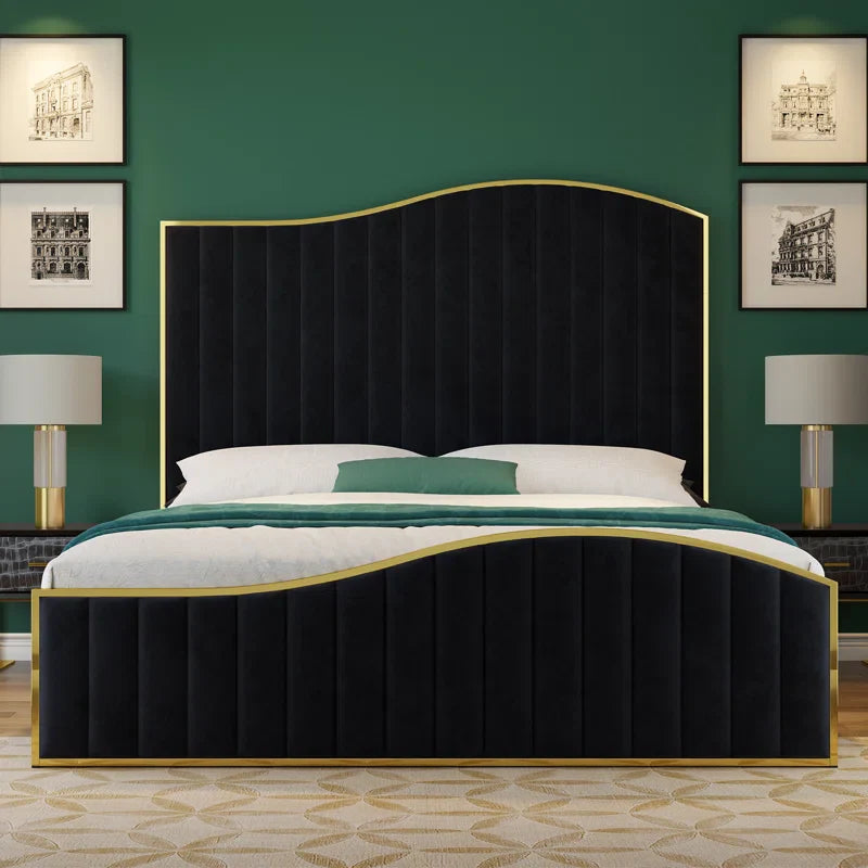 Callisburg Upholstered Bed Frame with Harp Headboard & Footboard