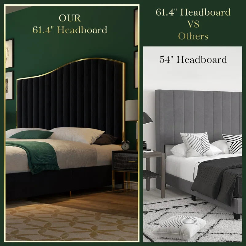 Callisburg Upholstered Bed Frame with Harp Headboard & Footboard