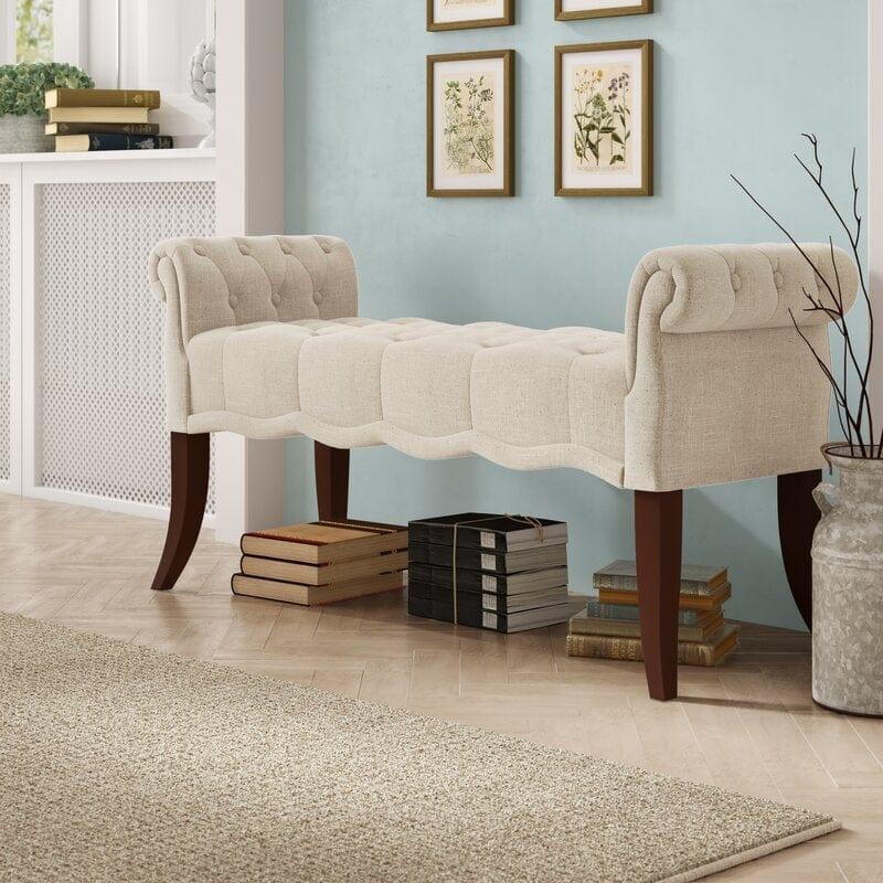Modern Upholstered Tufted Button Bench for Bedroom,Entryway Living Room Soft Padded Seat-Navy