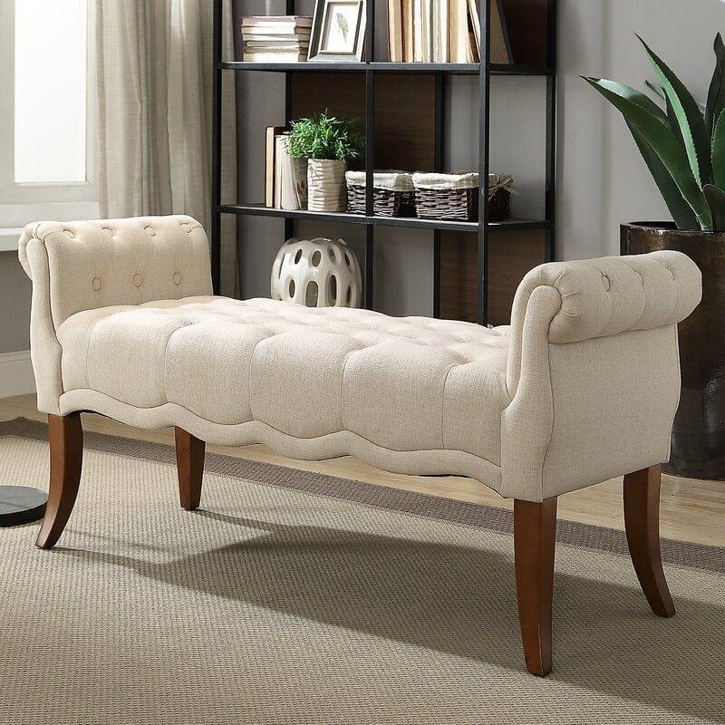 Modern Upholstered Tufted Button Bench for Bedroom,Entryway Living Room Soft Padded Seat-Navy
