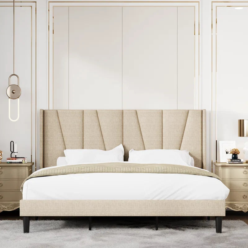 Canuto Upholstered Platform Bed with Wingback Headboard