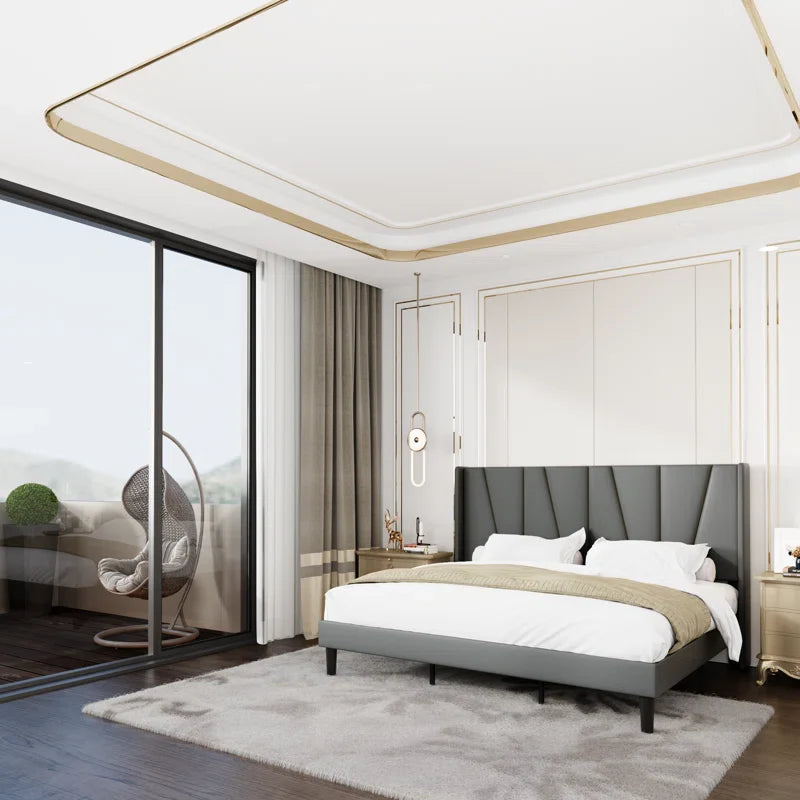 Canuto Upholstered Platform Bed with Wingback Headboard