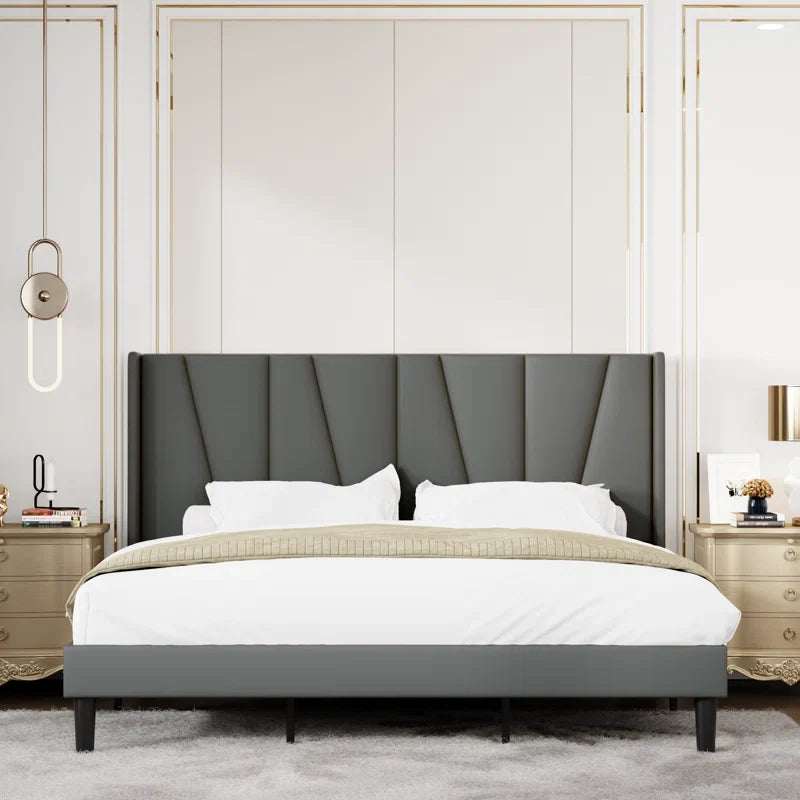 Canuto Upholstered Platform Bed with Wingback Headboard
