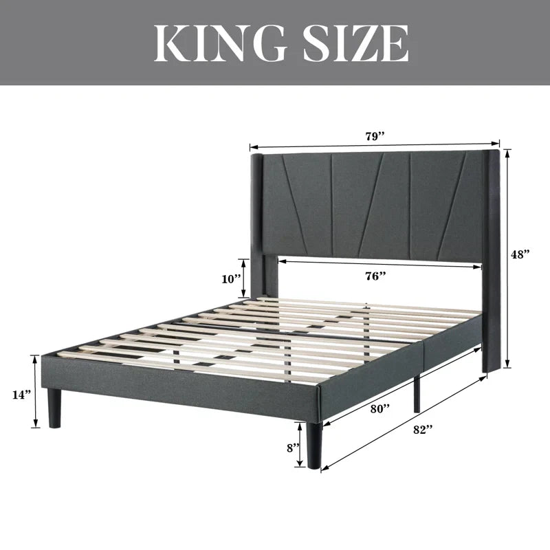 Canuto Upholstered Platform Bed with Wingback Headboard