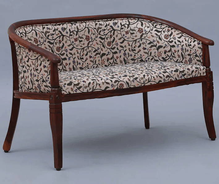 Sheesham Wood 2 Seater Sofa In Scratch Resistant Honey Oak Finish in Multicolor