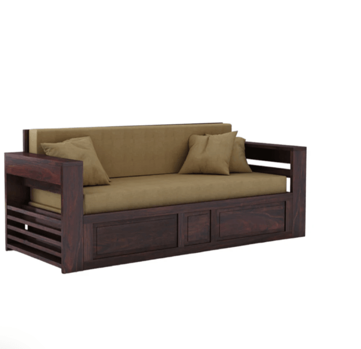 3 SEATER WALNUT SOFA CUM BED SHEESHAM WOOD | Classics Comfort