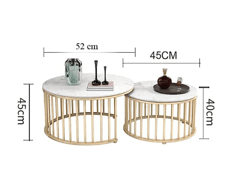 Center Table of 2 Tables,Coffee Table Round Tea Table Modern End Table Side Table with Sturdy Metal Legs for Living Room