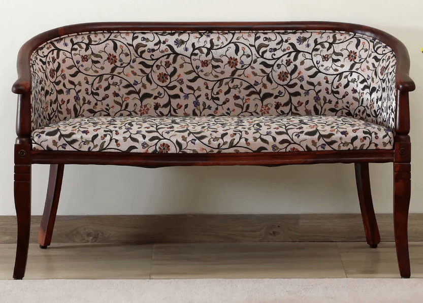 Sheesham Wood 2 Seater Sofa In Scratch Resistant Honey Oak Finish in Multicolor