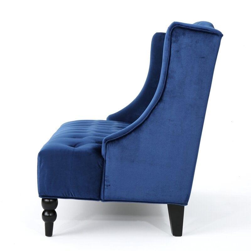 Wooden Two-seater Sofa Recessed Arm Loveseat