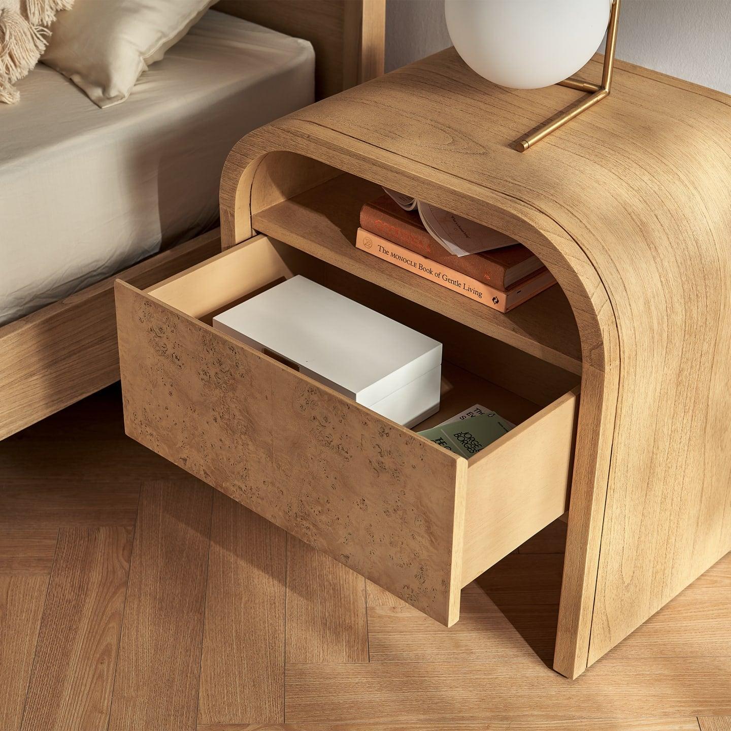 Engineered Wood Crescent 1-Drawer Nightstand