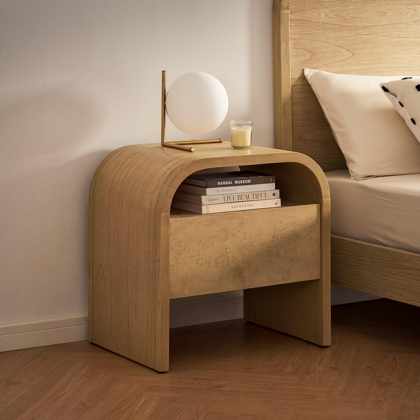 Engineered Wood Crescent 1-Drawer Nightstand