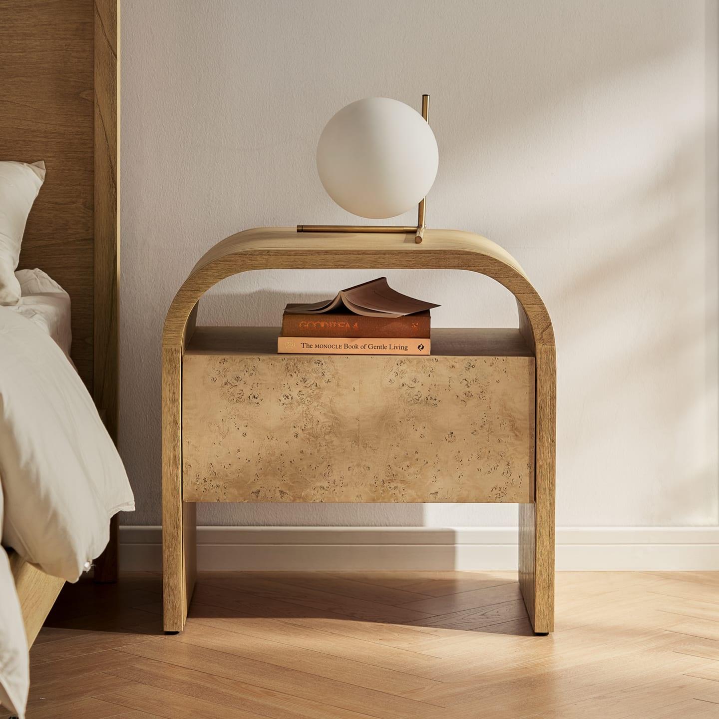 Engineered Wood Crescent 1-Drawer Nightstand