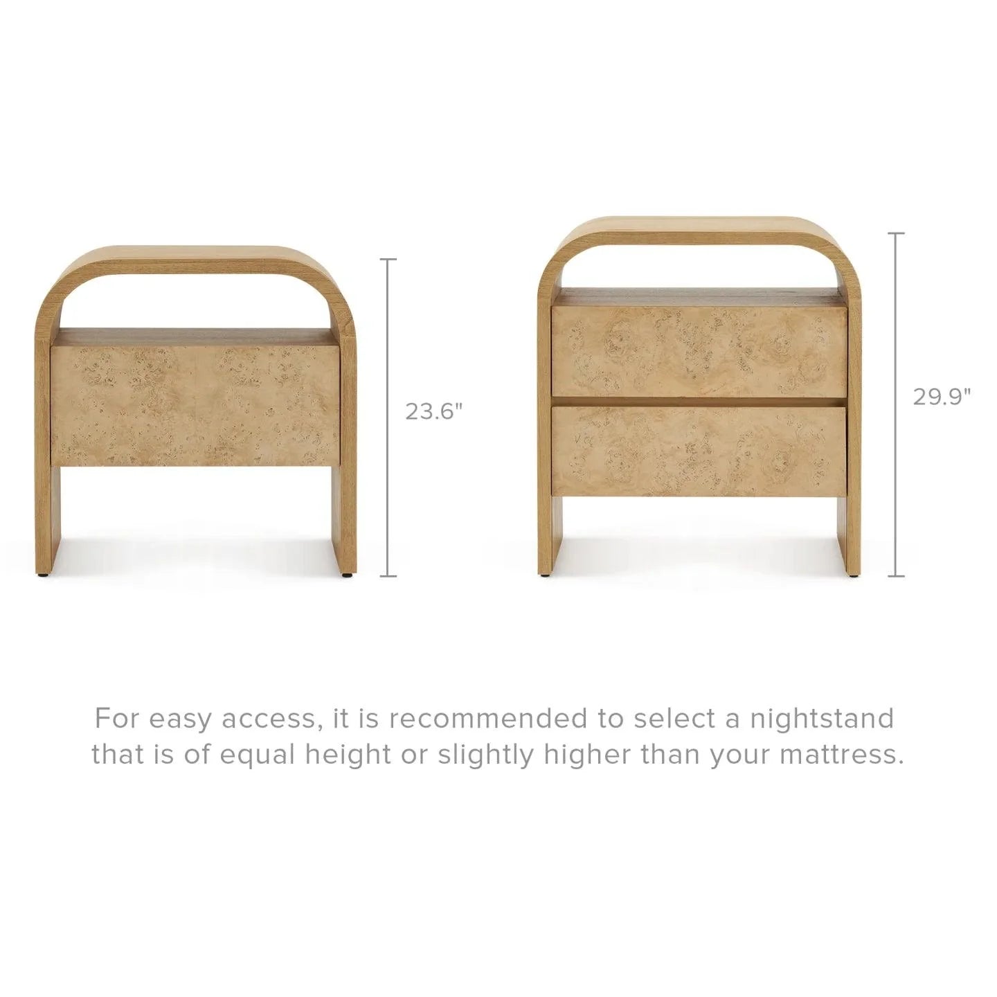 Crescent 2-Drawer Nightstand