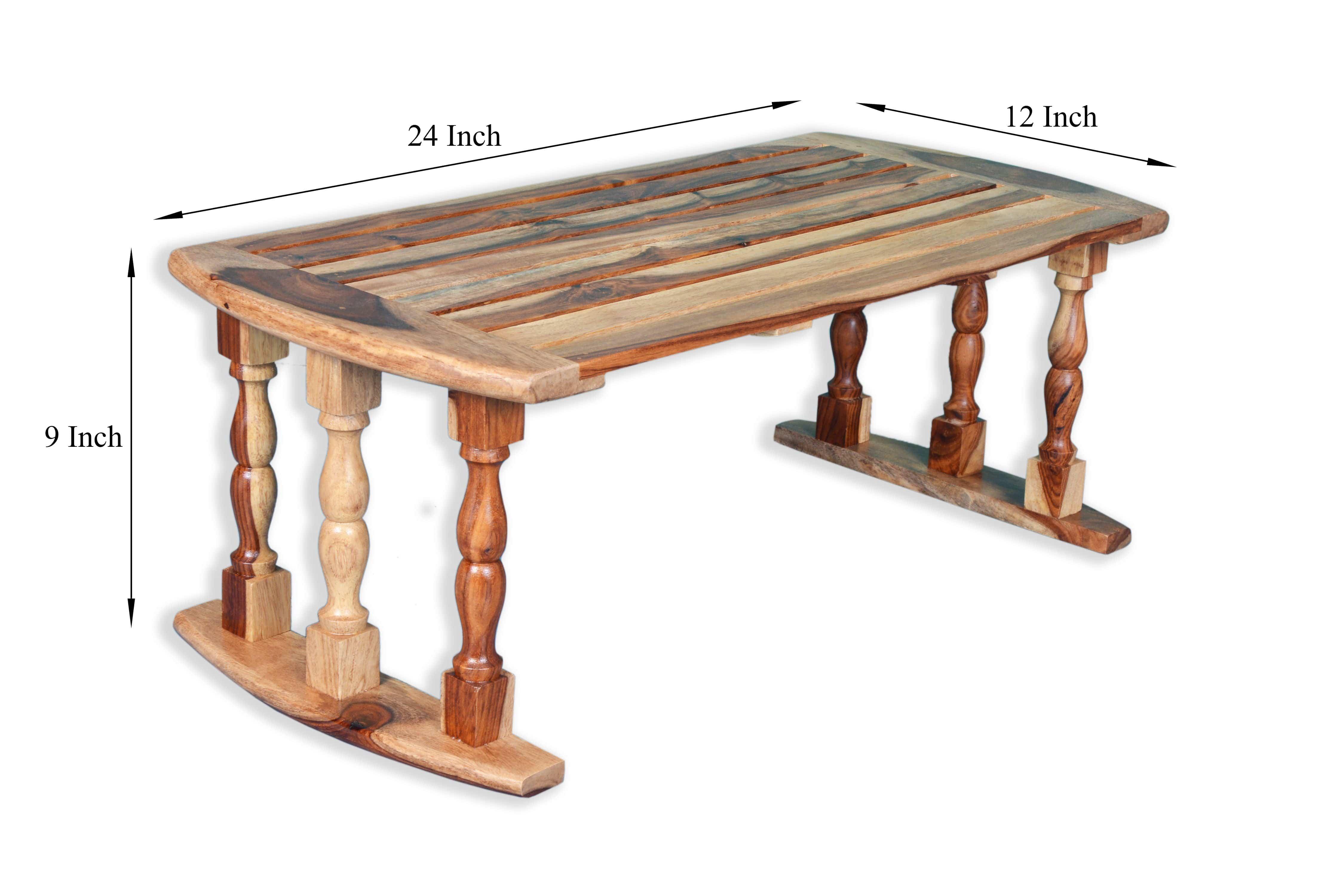 Sheesham Wood Breakfast & Laptop Table โ Natural Finish