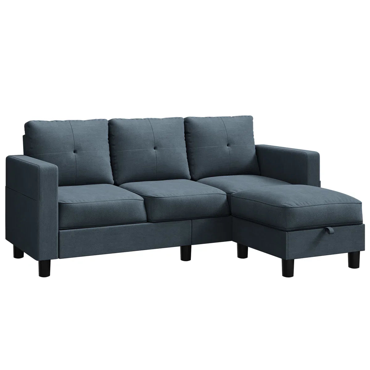 Mid-Century Upholstered Sofa with Storage Ottoman – Space-Saving Comfort & Versatile Design