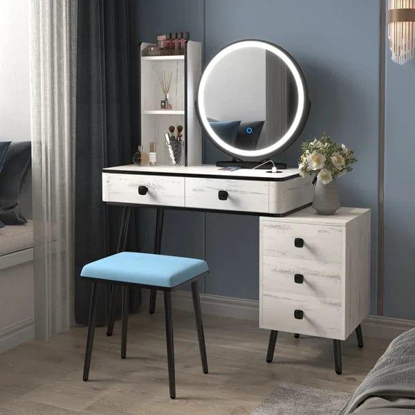 Jade Vanity Dressing Table with Lighted Mirror & Stool – Stylish & Functional
