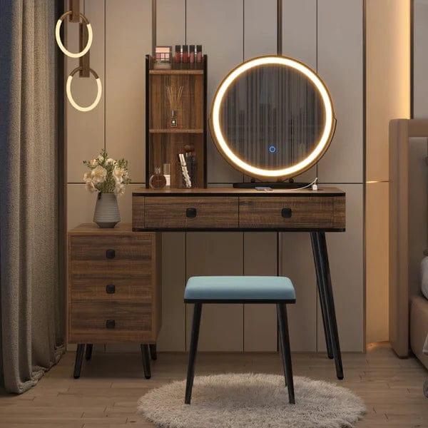 Jade Vanity Dressing Table with Lighted Mirror & Stool – Stylish & Functional
