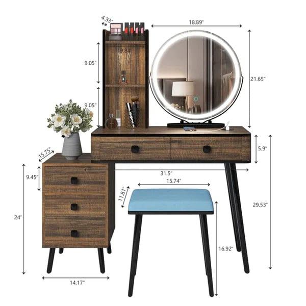 Jade Vanity Dressing Table with Lighted Mirror & Stool – Stylish & Functional