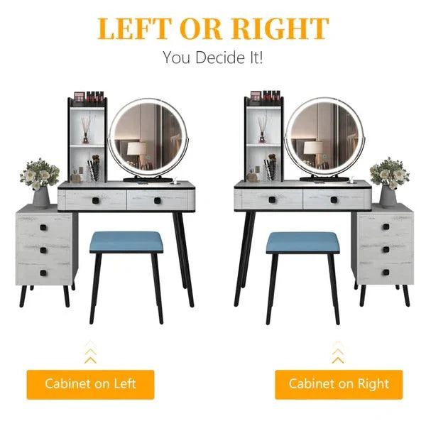 Jade Vanity Dressing Table with Lighted Mirror & Stool – Stylish & Functional
