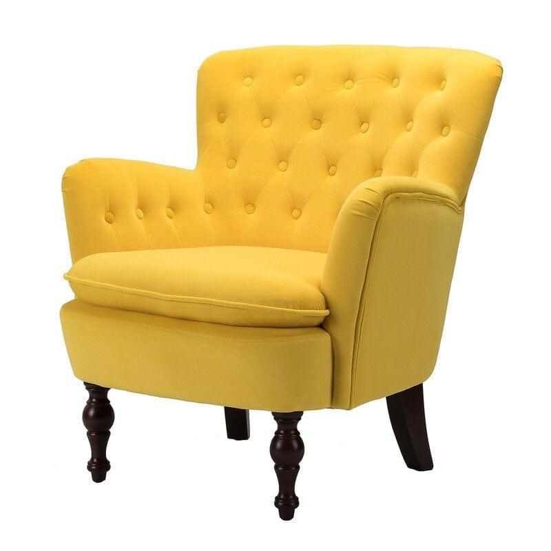 Wide Tufted Velvet Armchair
