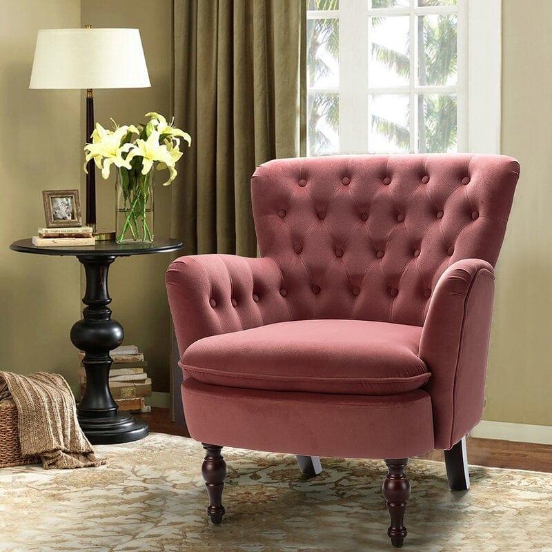 Wide Tufted Velvet Armchair