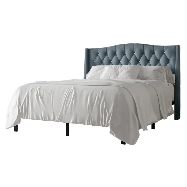 Classic Comfort Wingback Velvet Bed Frame – Full/Double Size