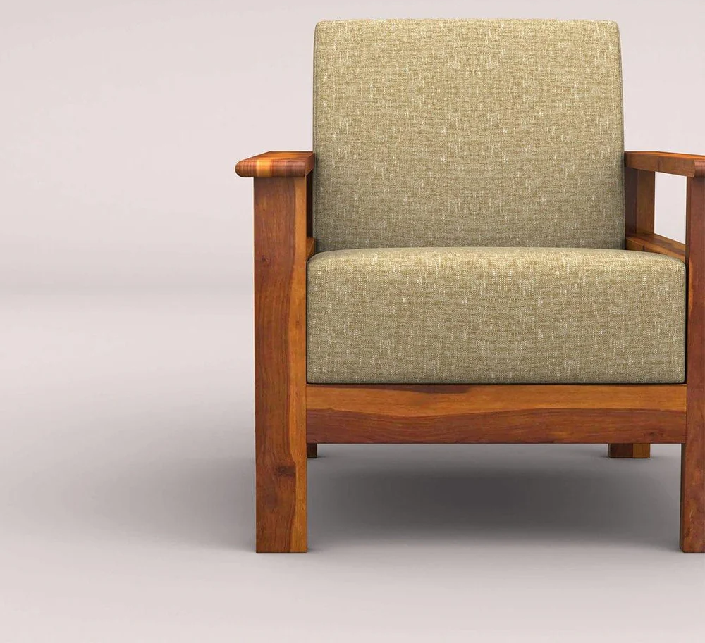 EDWIN 3+1+1 WOODEN SOFA SET (HONEY FINISH)