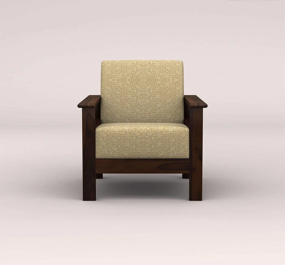 EDWIN 3+1+1 WOODEN SOFA SET (WALNUT FINISH)