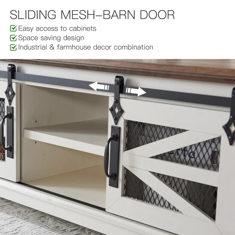 Farmhouse Coffee Table With Storage, Wood Living Room Table, Sliding Barn Door