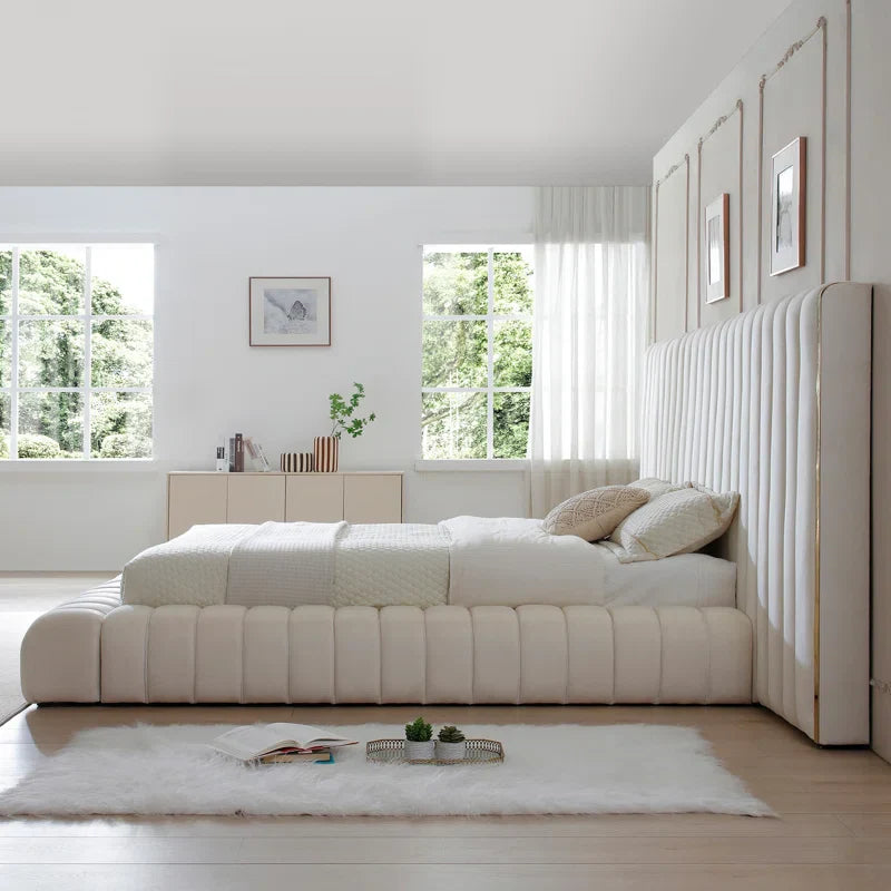 Classic Comfort Avalon Velvet Upholstered Platform Bed with Wings