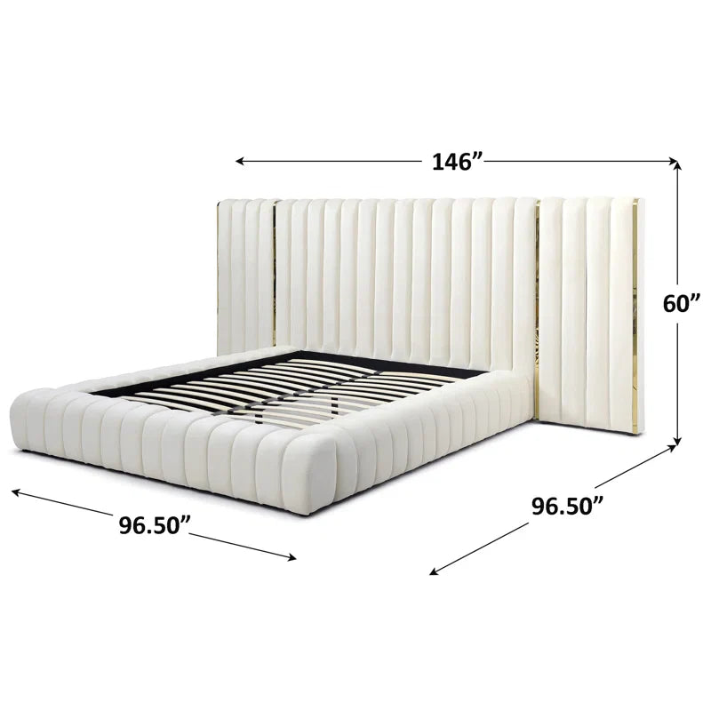 Classic Comfort Avalon Velvet Upholstered Platform Bed with Wings