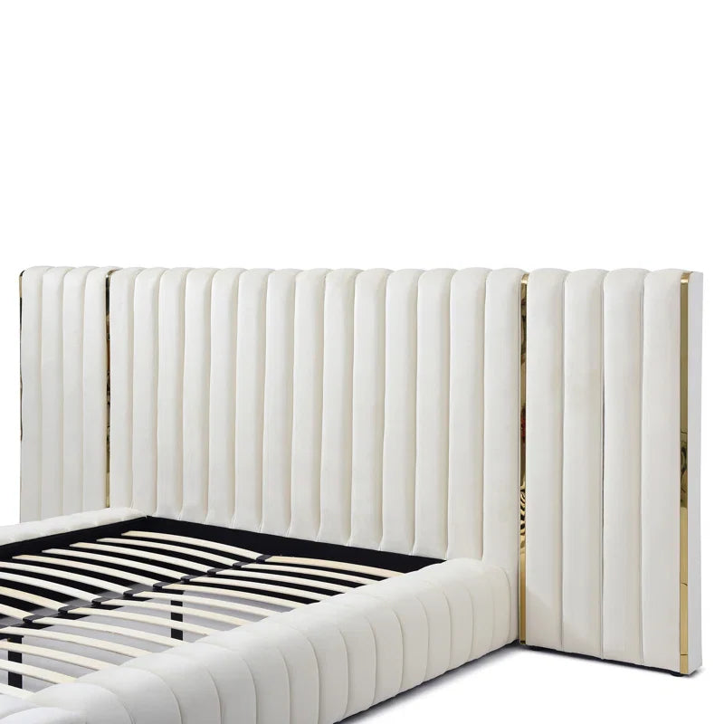 Classic Comfort Avalon Velvet Upholstered Platform Bed with Wings