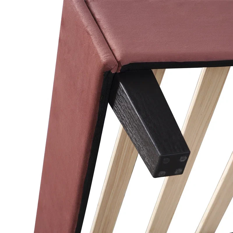 Feehley Upholstered Platform Bed with Flower Pattern Velvet Headboard