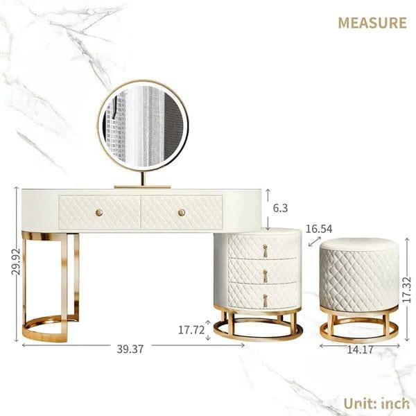 Acodaiuy Vanity Desk with Lighted Mirror – Classic White