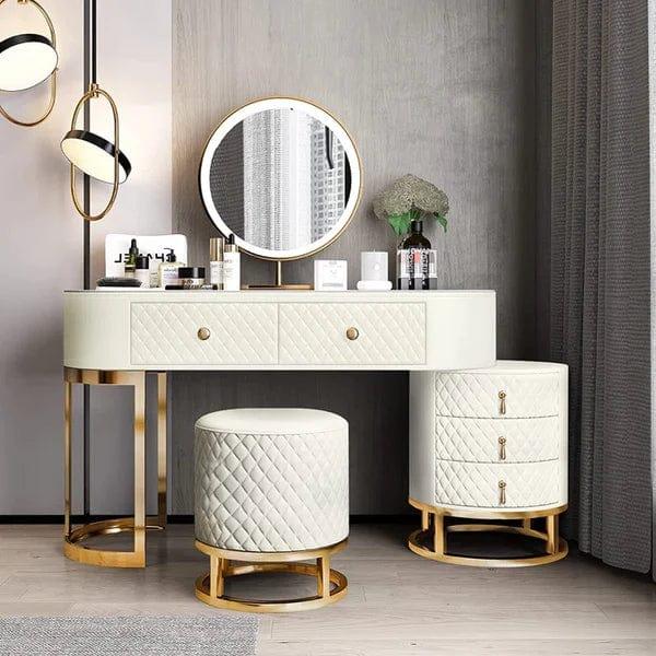 Acodaiuy Vanity Desk | Makeup Vanity Desk White Vanity Table Dressing Table with Drawers Vanity Desk with Mirror & with Lights Makeup Table for Bedroom Bathroom - White