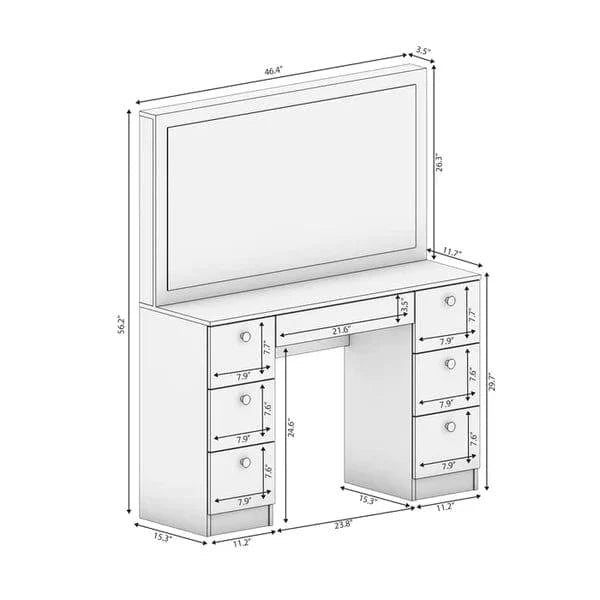 Vanrste White Vanity Table with| Makeup Vanity with Storage Drawers | Vanity Desk with Lighted Mirror for Women