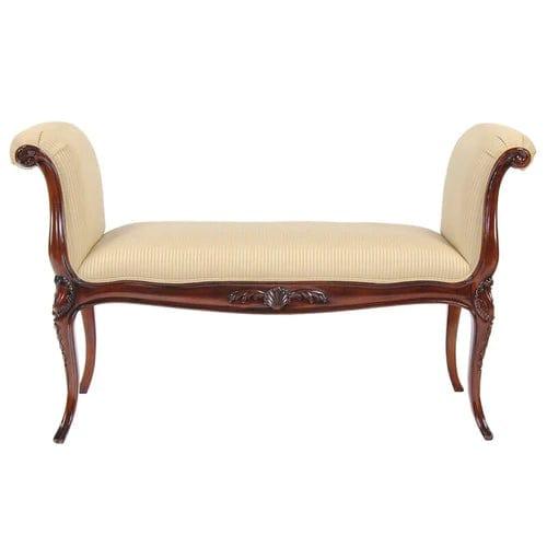 Teak Wood Upholstered Bench