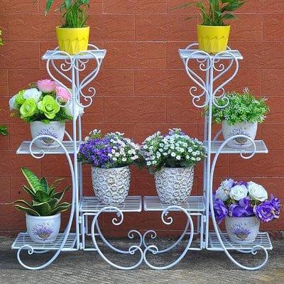 Metal Plant Stand Flower Holder Racks 8 Tier Shelves Patio Indoor Outdoor Garden Displaying Wrought Iron Flowers Planters Shelf Organizer