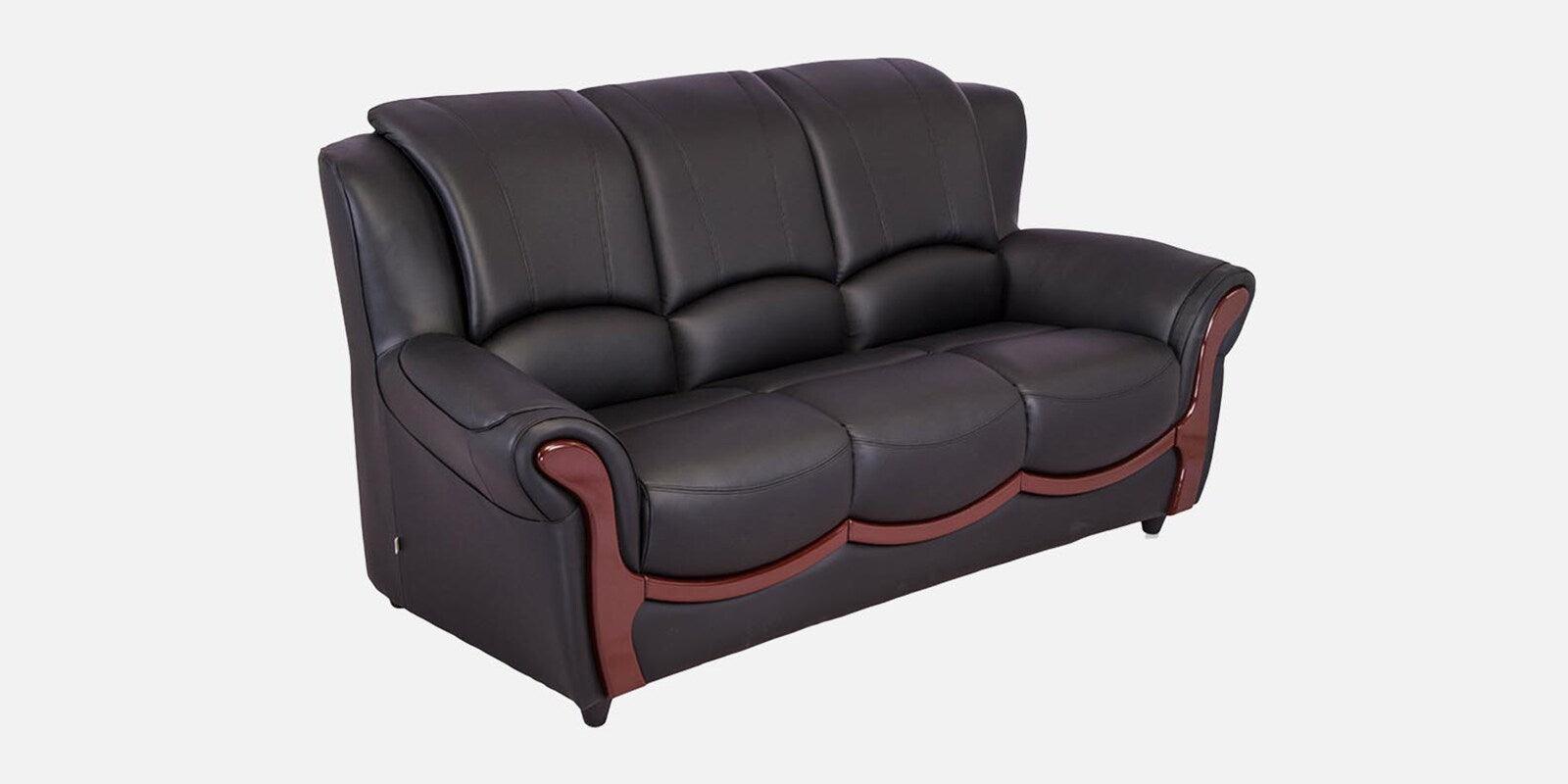 Leatherette 3 Seater Sofa in Eerie Black Colour