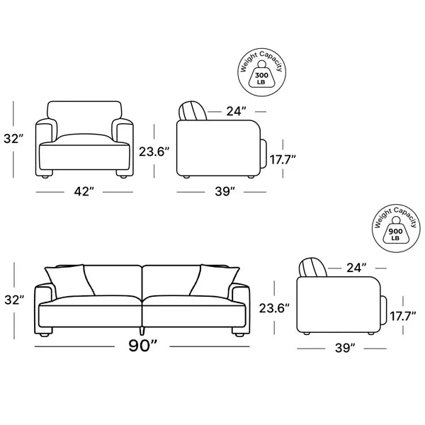 Mid-Century Modern Upholstered Sofa