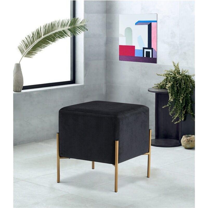 Wide Velvet Square Standard Ottoman