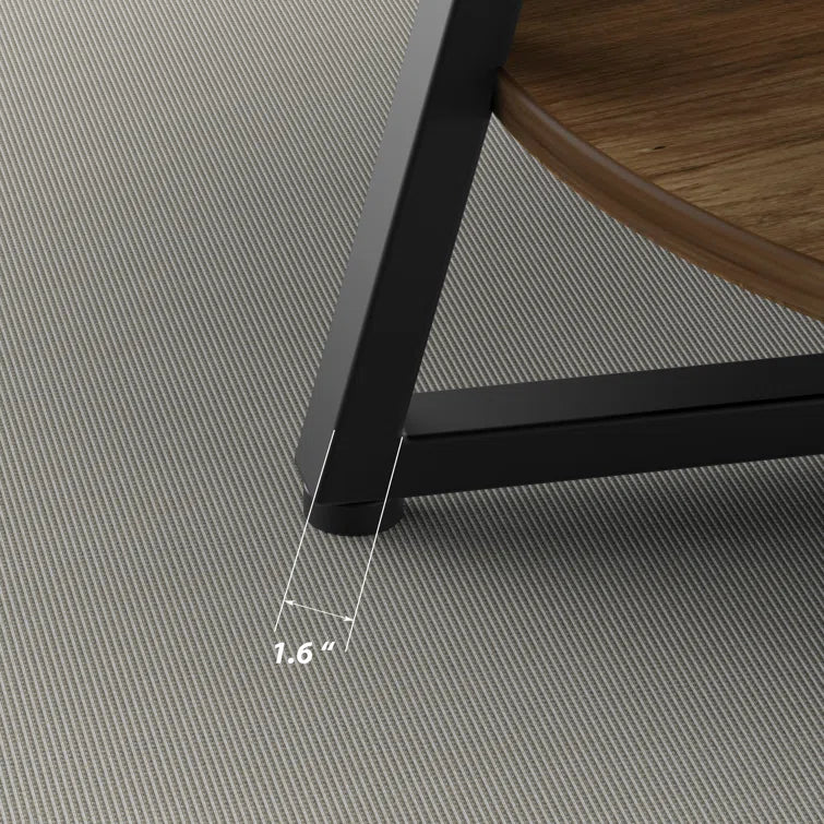 Round Coffee Table with 2-Tier Storage Shelves