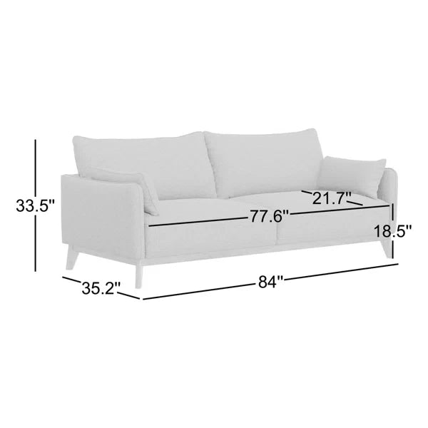 Modern 84'' Denim Upholstered Sofa